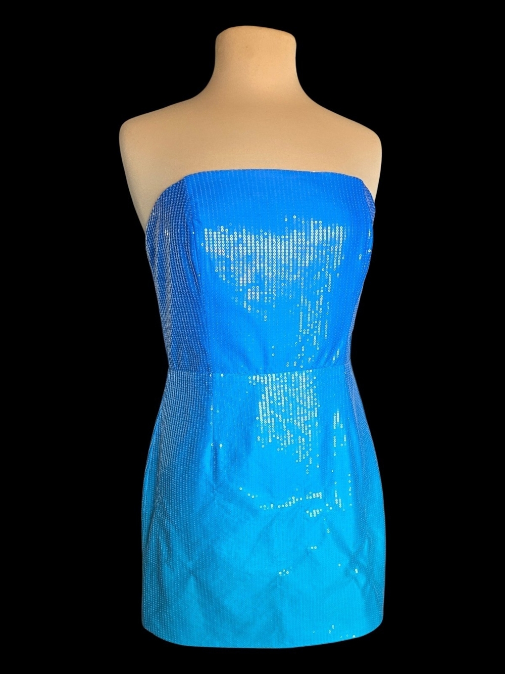NWTs Lulu's Blue Ombre Strapless Sequin Mini Dress Sz L